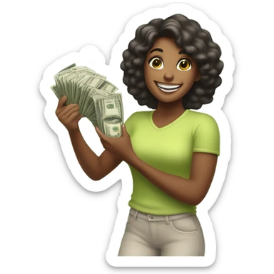 girl flexing money sticker