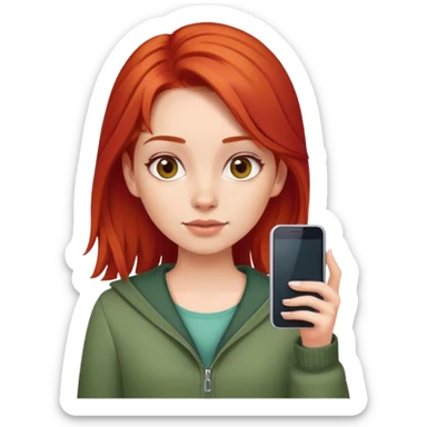 Girl with red hair and cute clothes and cell sticker