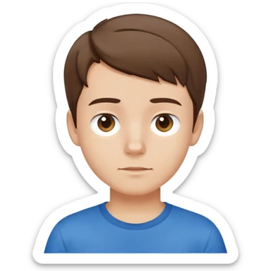 simple boy avatar with short brown hair and blue t-shirt sticker