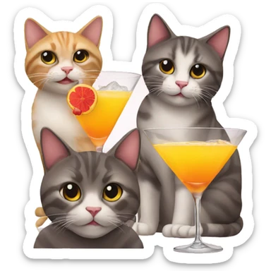 four cats at a cocktail bar sticker