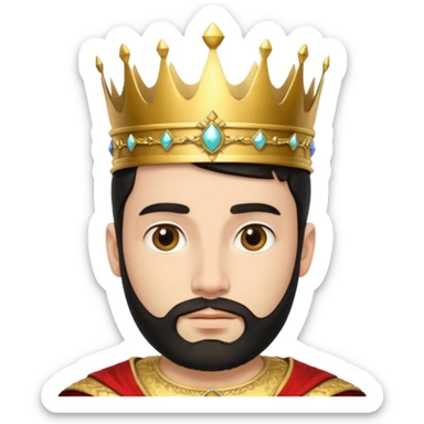Bearded King, young king with short black beard, wearing crown
 sticker