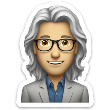 Cool white guy with rimless glasses and long hair successful management consultant sticker