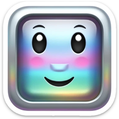 Sparkly glossy silver monochrome iridescent glass square sticker