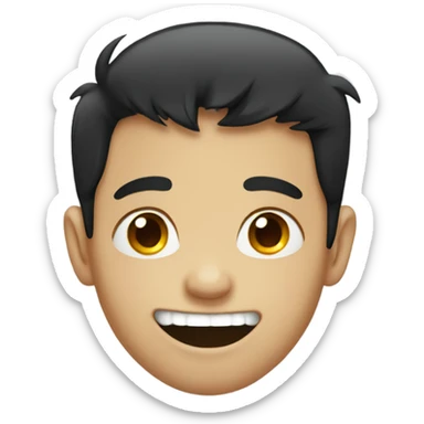 Dark haired boy with missing bottom tooth sticker