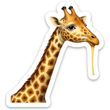 High resolution giraffe lean its neck to drink sticker
