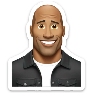 dwayne johnson with a mobile phone sticker