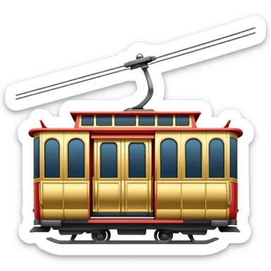 golden cable car shaped like the standard cable car emoji sticker