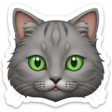 a gray cat with eyes on its FOREHEAD sticker