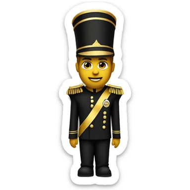 A marching band drum major in a black and gold uniform  sticker