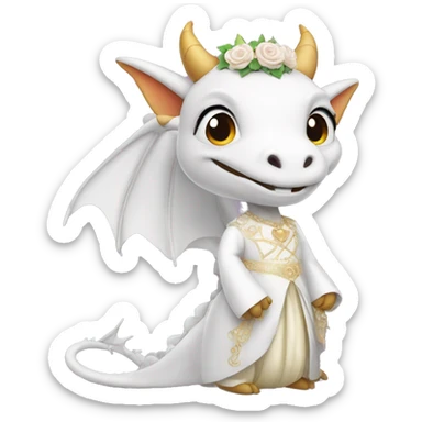 dragon dressed up as a bride in a wedding sticker