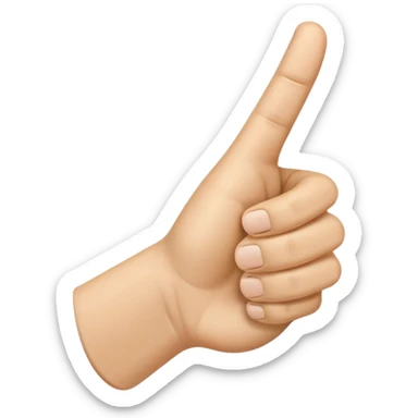 A hand emoji with the pointer finger middle finger and thumb up that looks like “YVL” sticker