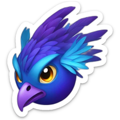 Blue Purple Phoenix Fire Head Big Eyeys sticker
