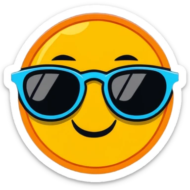 bright orange sun with cool black sunglasses and a cute happy face sticker