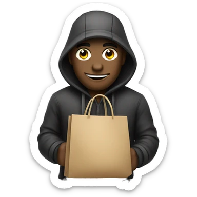 a cartoon burglar with swag bag sticker