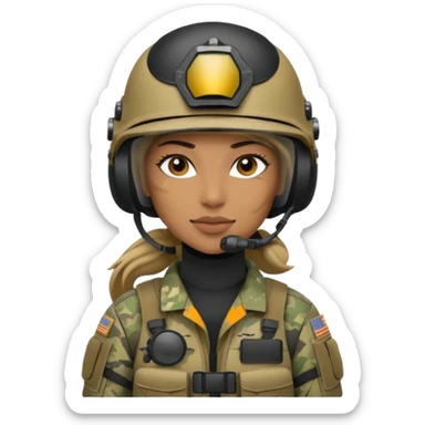 sketch female special operations communications operator with combat gear sticker