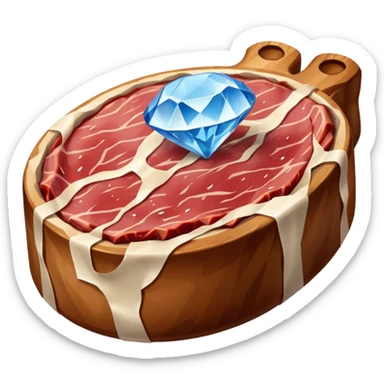 Meat with diamond textur and blue color sticker