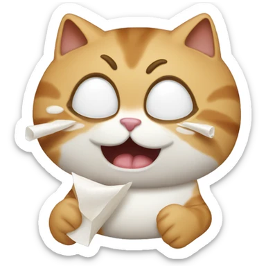 Crying cat eating eggrolls sticker