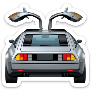 Silver DMC 12 Delorean backview sticker