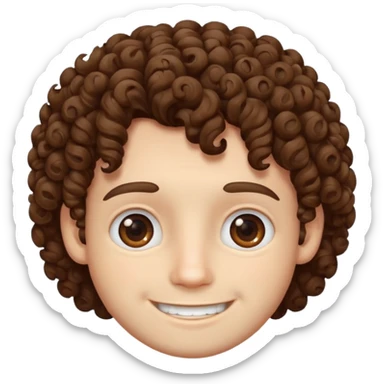 guy eith curly hair white with cute smile brown hair  sticker