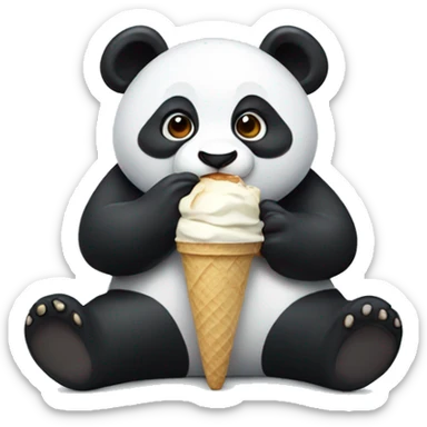 Panda eating ice cream sticker