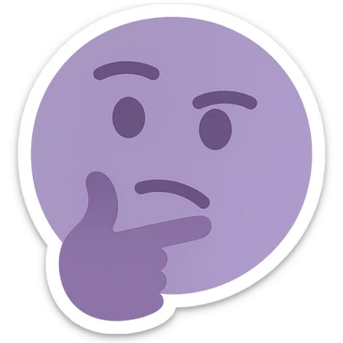 A dull purple The thinking face sticker