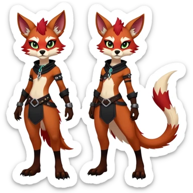 edgy badass cool Falvie-Fionbri-creature-fursona, full body, with random markings sticker