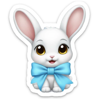 baby bunny baby blue bow sticker