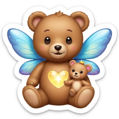 Teddy and fairy together sticker