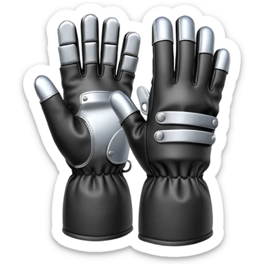 protection gloves black and metal 5 fingers sticker