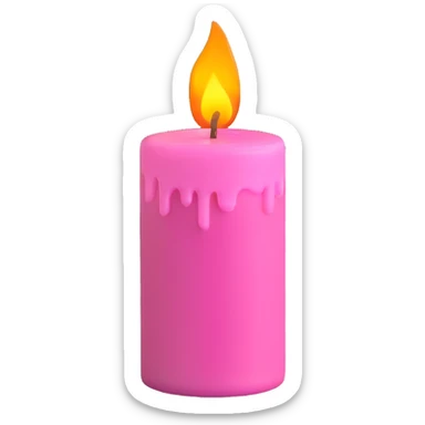 Draw a pink candle with a flame on it at an angle of 15 degrees from the vertical. sticker