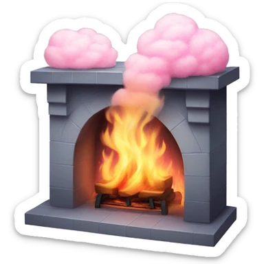 fireplace with cotton candy flames sticker