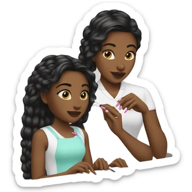 Black Jenna and white Emma get their nails done together  sticker