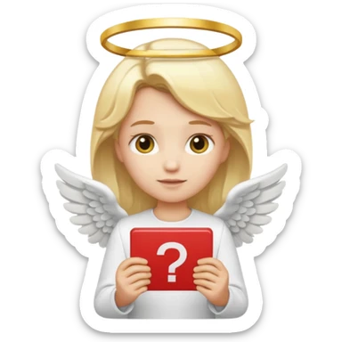 "An angel emoji with blonde hair, a halo, wings, holding a 'COMPARTILHAR' sign in bold letters." sticker