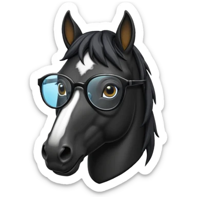 black horse head with glasses sticker