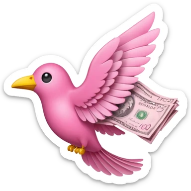 pink money flying  sticker