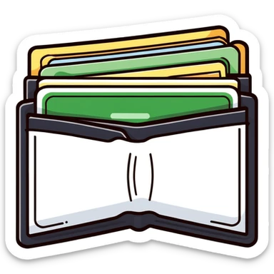 sleek black leather wallet open with exactly one dollar bill visible inside sticker