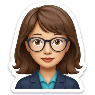 asian woman 50 yr old wavy hair bangs glasses a bit older sticker