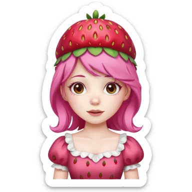 Strawberry princess pink hair pale strawberry hat and dress sticker