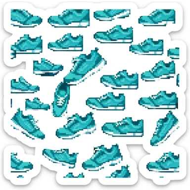 turquoise running shoes, athletic footwear, blue-green sneakers sticker