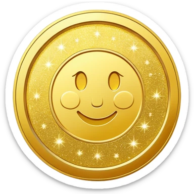 gold coin combined with sparkling glitter, shiny and festive sticker