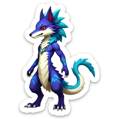 Epic Edgy Cute Colorful Modern Anthro Vernid-Protogen-Sergal-fursona-creature-animal full body sticker