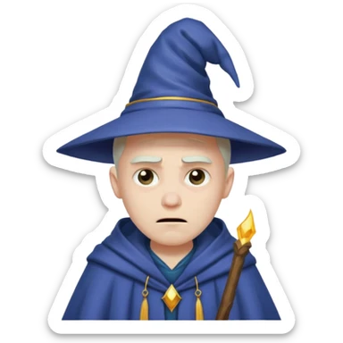 Male, mysterious wizard, 8 emojis, sad, happy, angry, confused, love, crying, neutral, random, no background sticker