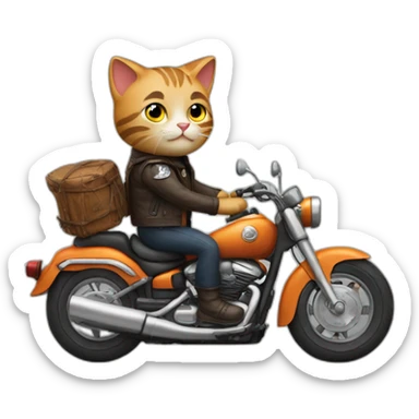 Cat riding a motorcycle sticker