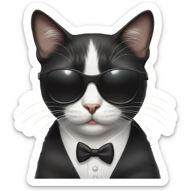 Tuxedo cat with shades sticker