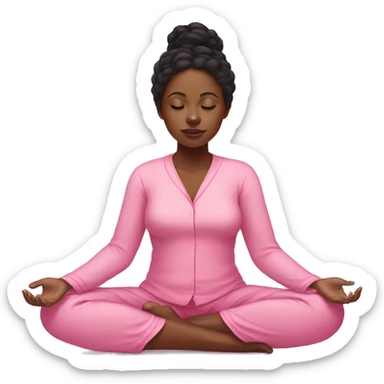 black girl meditation while wearing pink pajamas sticker