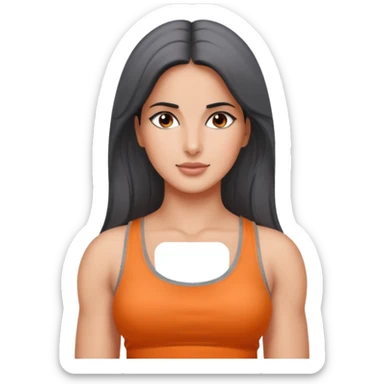 ipretty bratz emoji of katrina kaif wearing a grey tee, muscular sticker