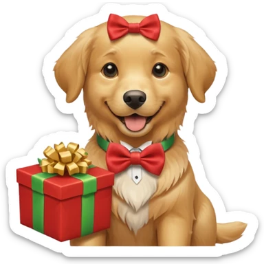 Father's day dog holding presents sticker