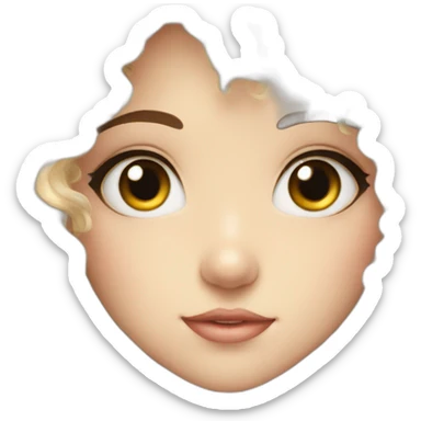 manga eyes wondering curly girl sticker