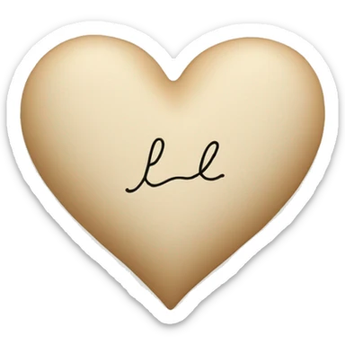 Beige heart with “LL” in handwriting inside the heart sticker