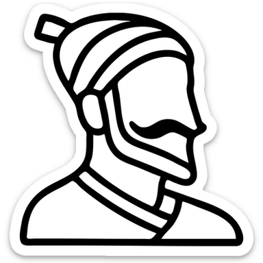 minimalist icon silhouette of Shivaji Maharaj with signature turban and mustache sticker